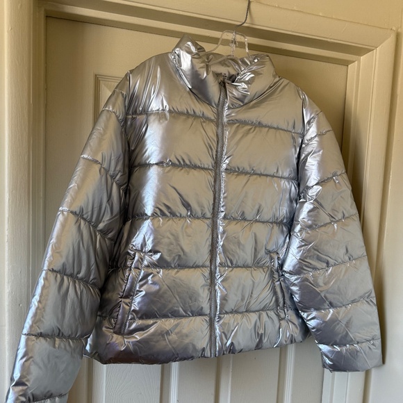 Puff Jacket - Metallic Silver - NWOT - Picture 1 of 2